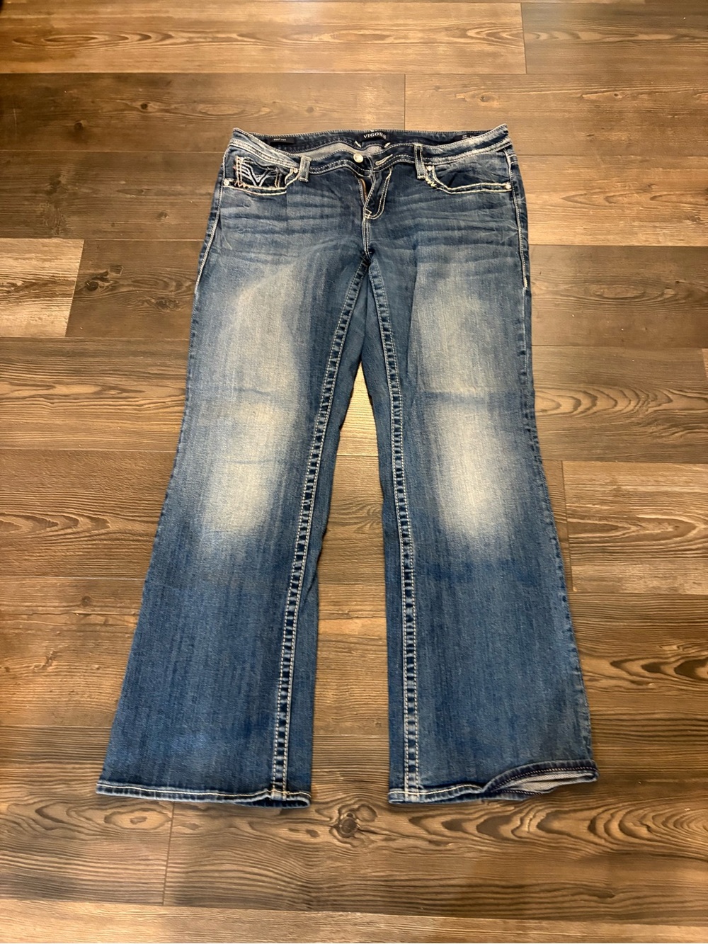 Women's Vigoss Blue Faded Bootcut Jeans s14 L32 Heritage Fit